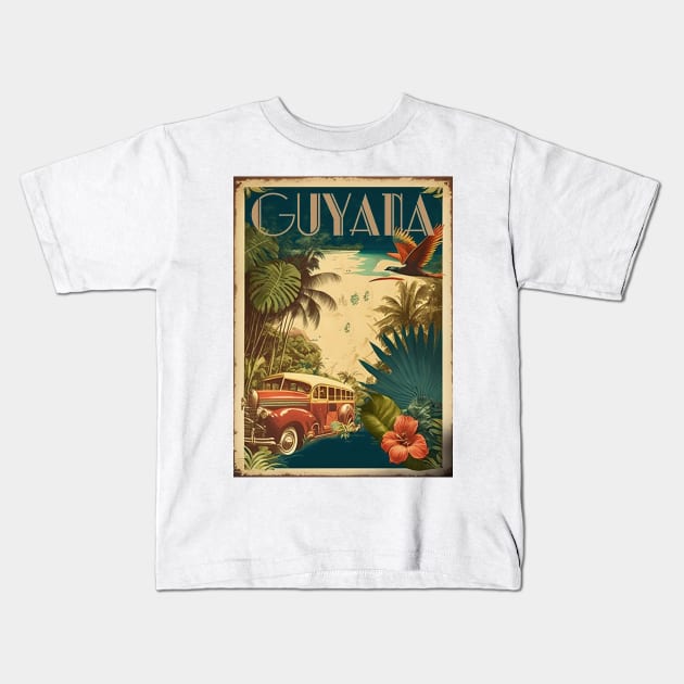 Guyana Vintage Travel Art Poster Kids T-Shirt by OldTravelArt